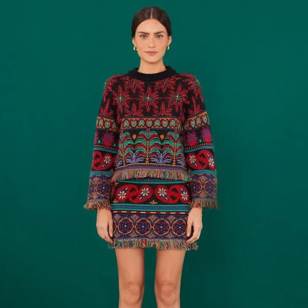 NWT FARM Rio Black Night Sky Sweater Skirt 🌴